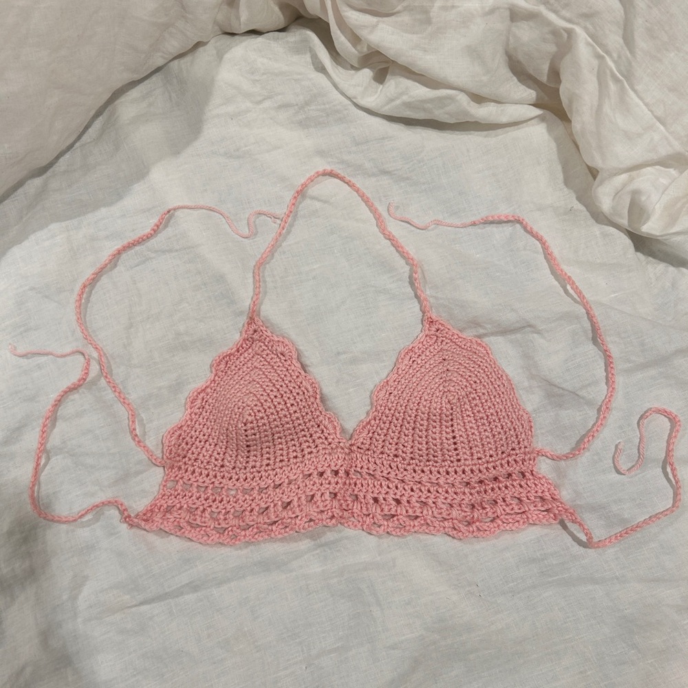 Handmade Pink Crochet Halter Top